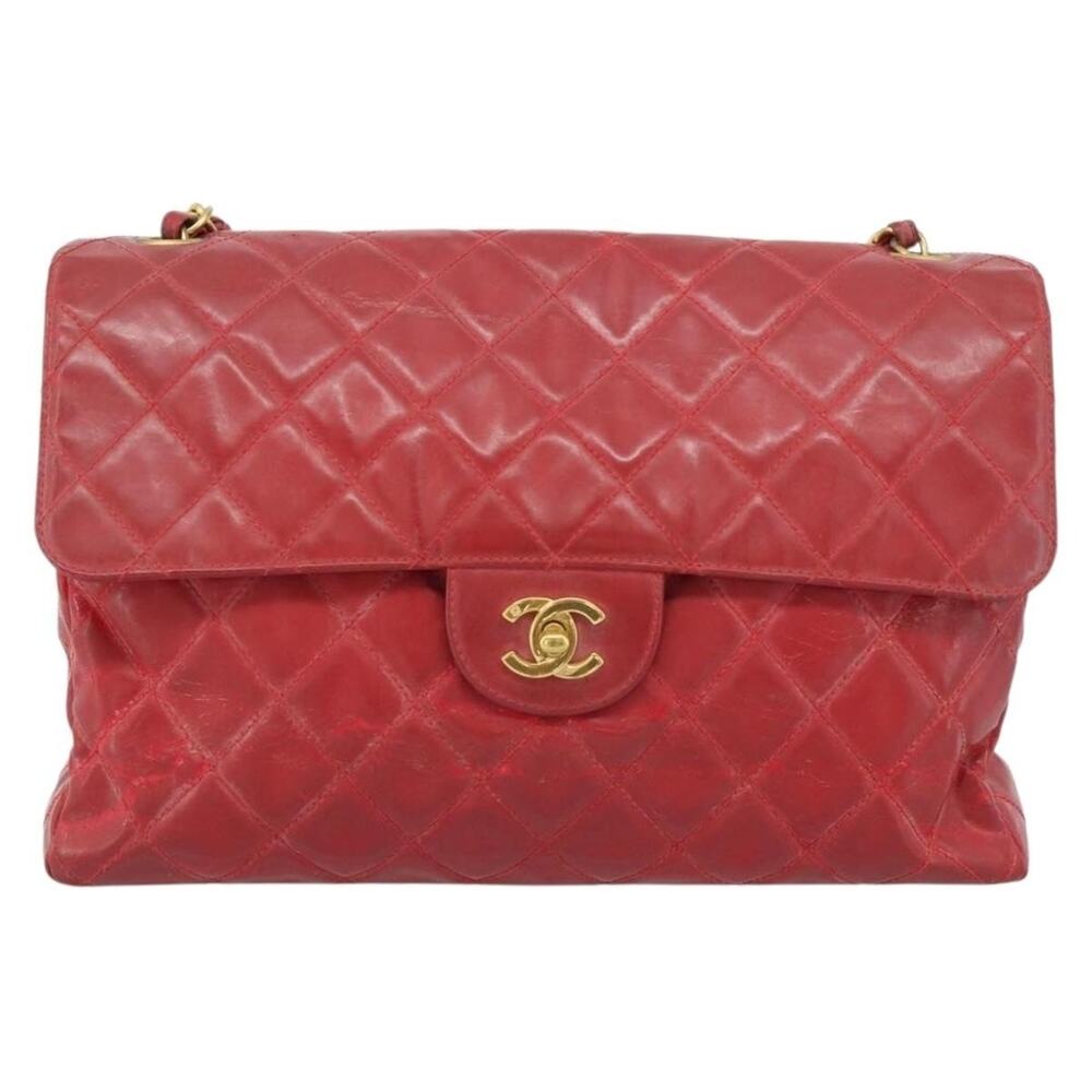 Chanel Matelasse Patent Leather Chain Shoulder Bag Red